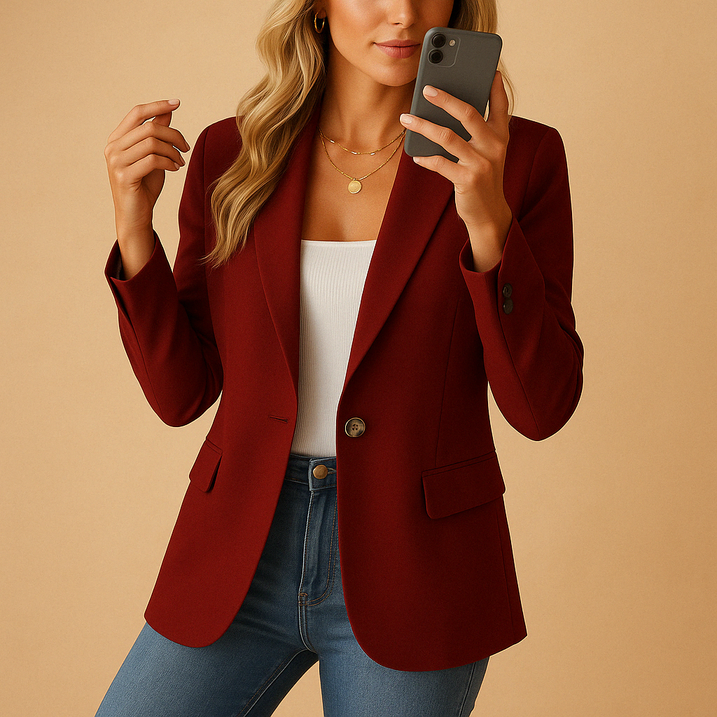 Dames Blazer met Getailleerde Pasvorm en Lange Mouwen