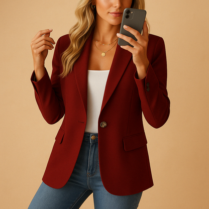 Dames Blazer met Getailleerde Pasvorm en Lange Mouwen