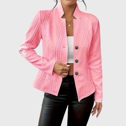 Dames Blazer met Knoopsluiting en Licht Getailleerde Pasvorm Roze