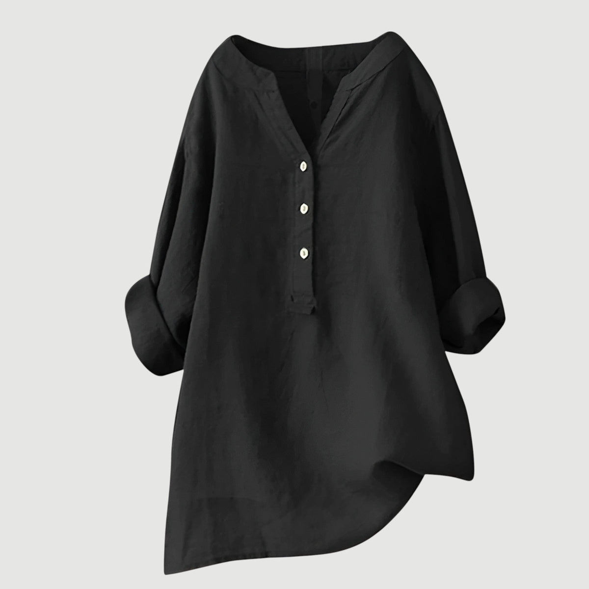 Dames Blouse Lange Mouw met V-hals en Asymmetrische Zoom