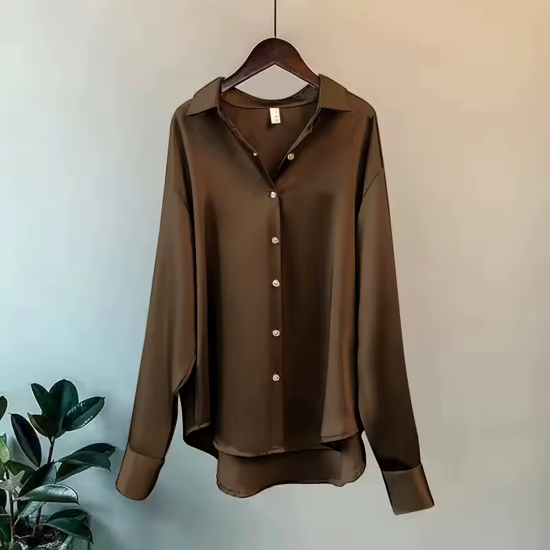 Dames Blouse Lange Mouwen Bruin