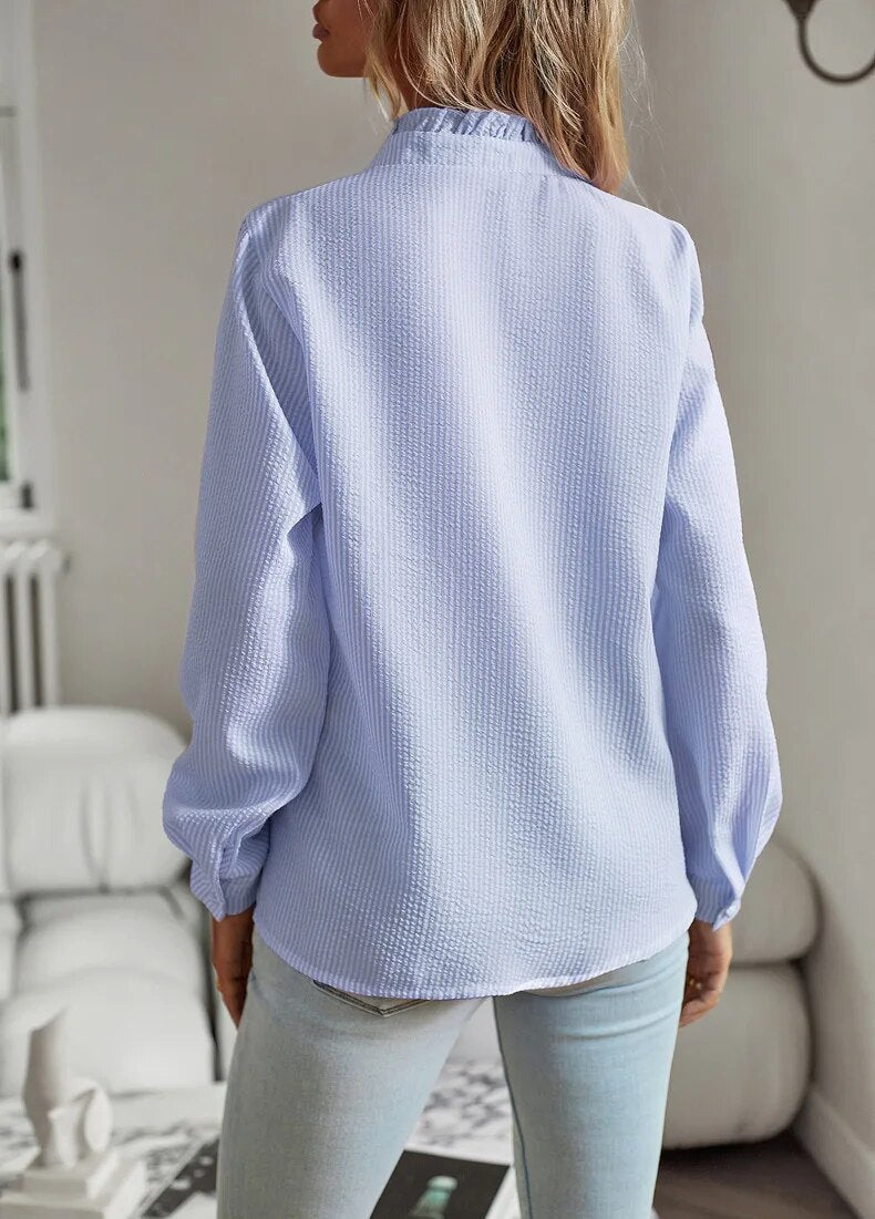 Dames Blouse Lange Mouwen met Elegante Kraag