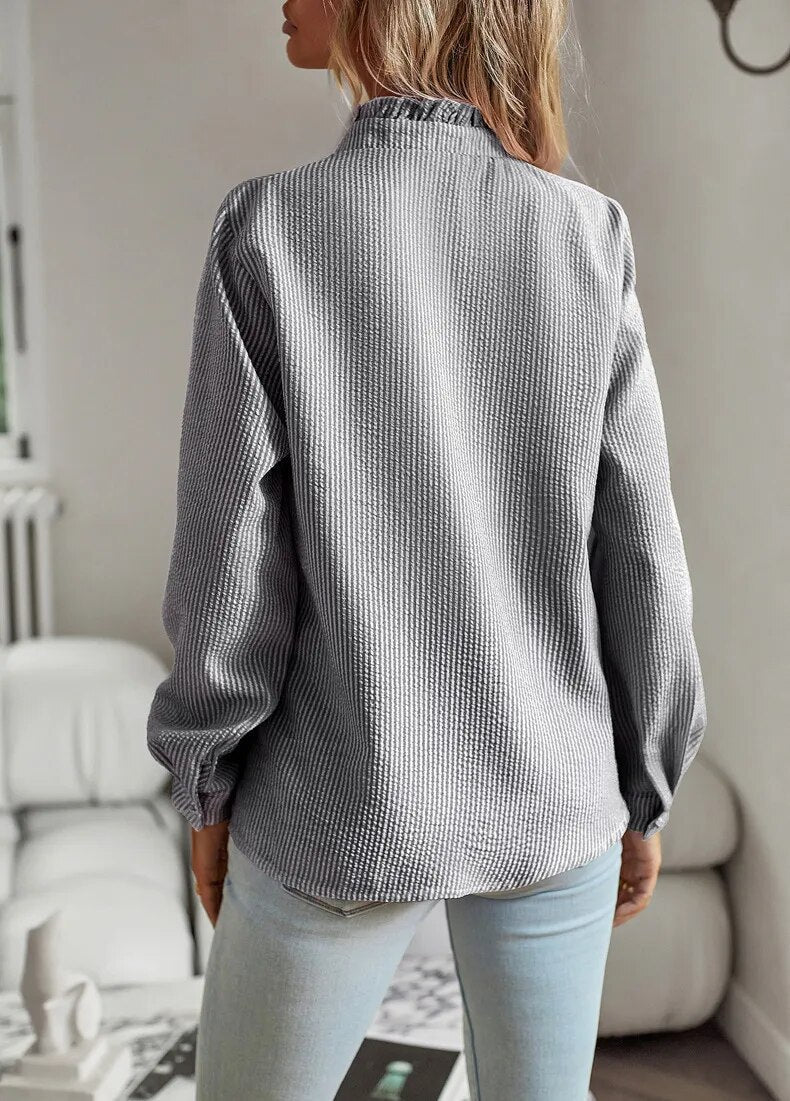 Dames Blouse Lange Mouwen met Elegante Kraag