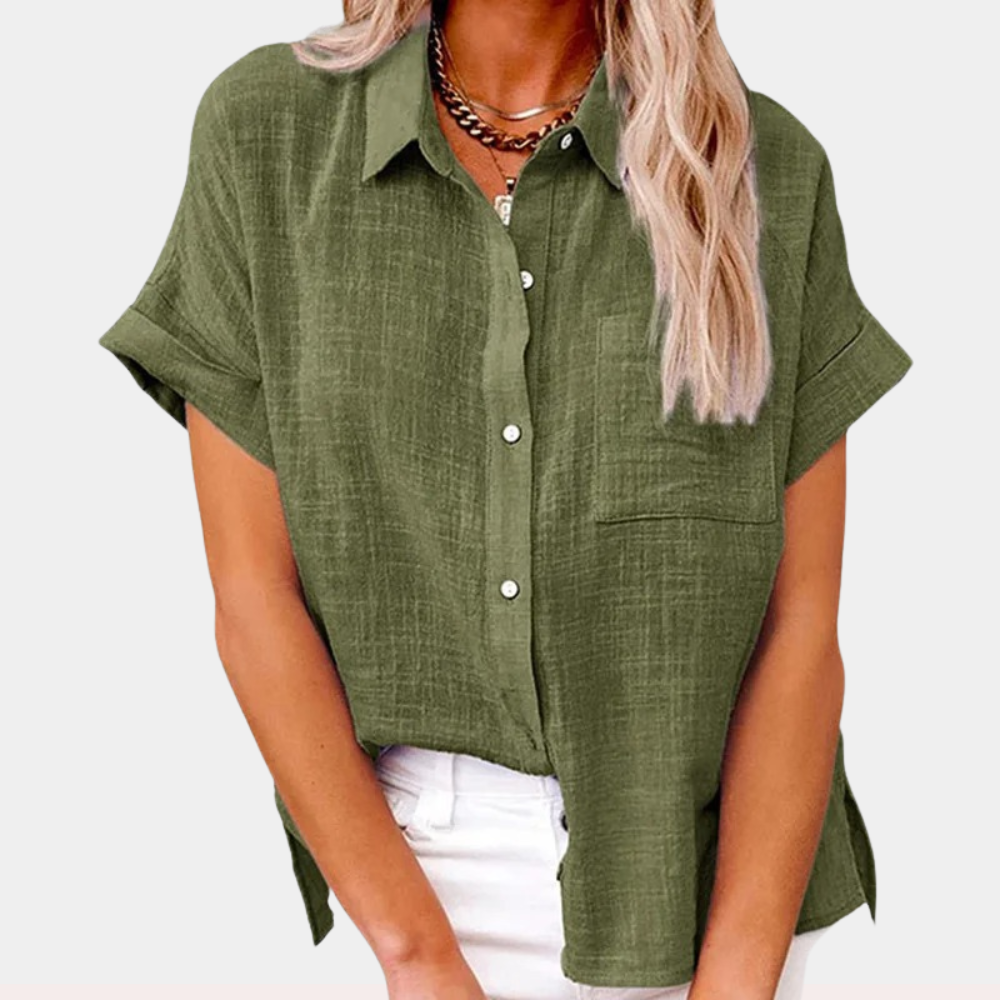 Dames Blouse Luchtig met Korte Mouwen Groen