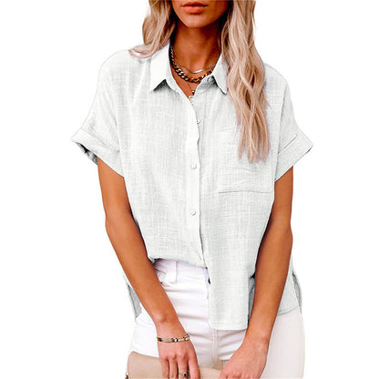 Dames Blouse Luchtig met Korte Mouwen Wit