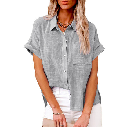 Dames Blouse Luchtig met Korte Mouwen Grijs