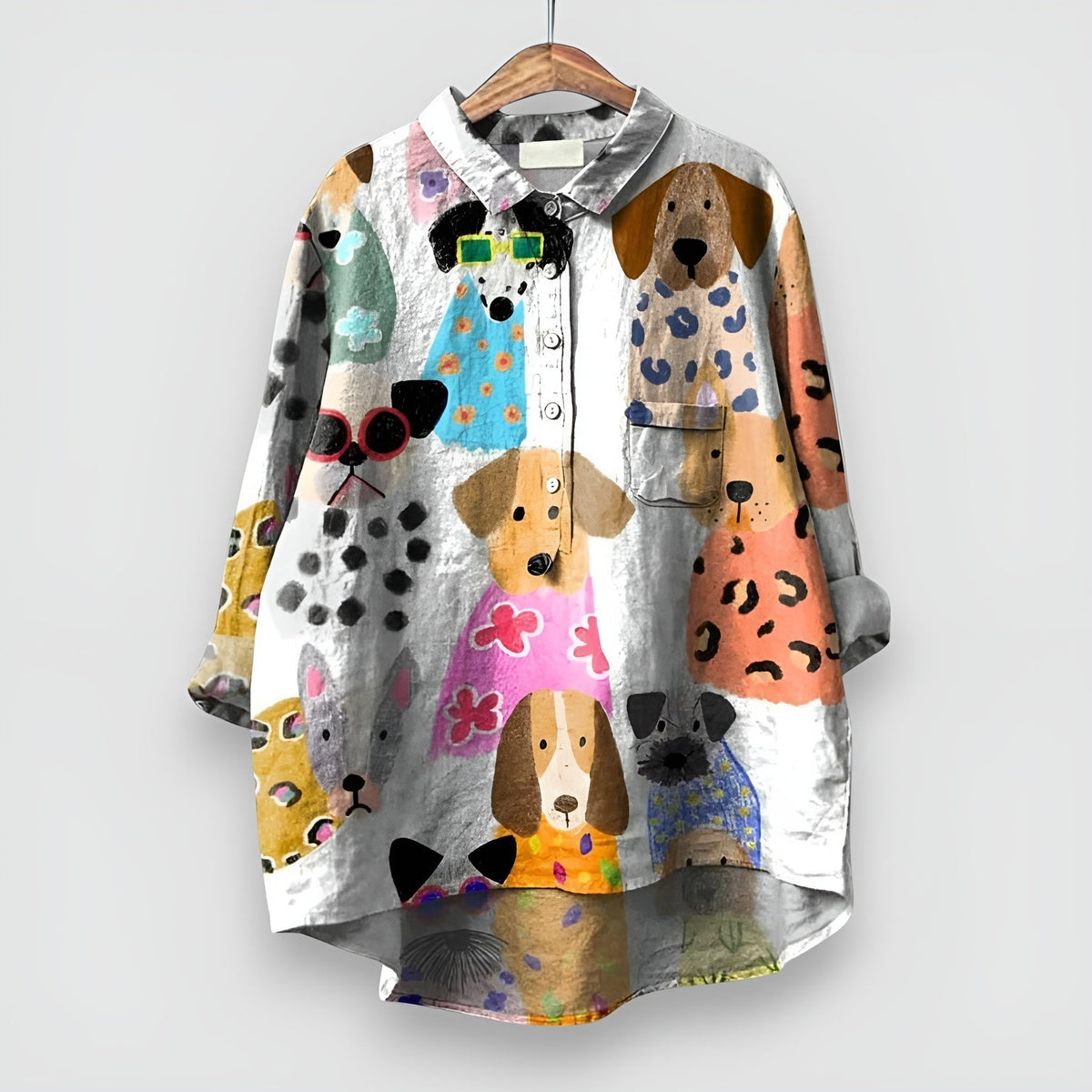 Dames Blouse met Dierenprint en Ontspannen Pasvorm Wit