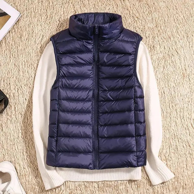 Dames Bodywarmer met Kraag en Slank Design Marineblauw