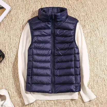 Dames Bodywarmer met Kraag en Slank Design Marineblauw