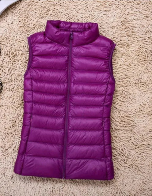 Dames Bodywarmer met Kraag en Slank Design Paars