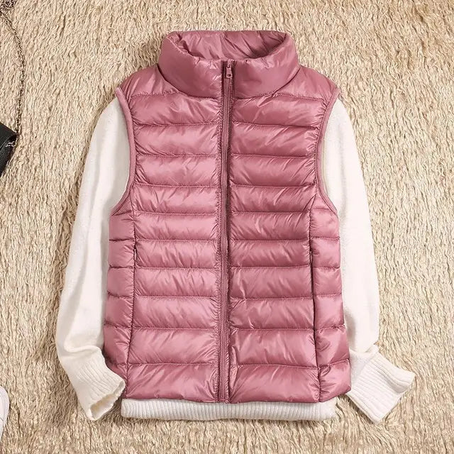 Dames Bodywarmer met Kraag en Slank Design Roze