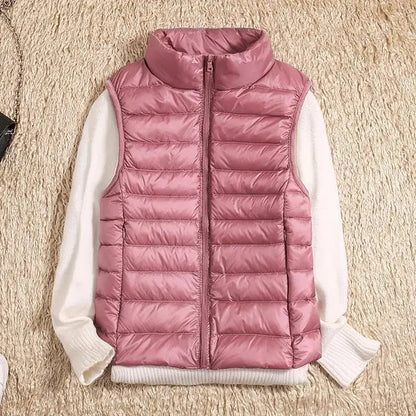 Dames Bodywarmer met Kraag en Slank Design Roze