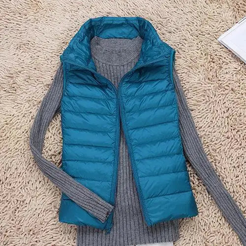 Dames Bodywarmer met Kraag en Slank Design Blauw