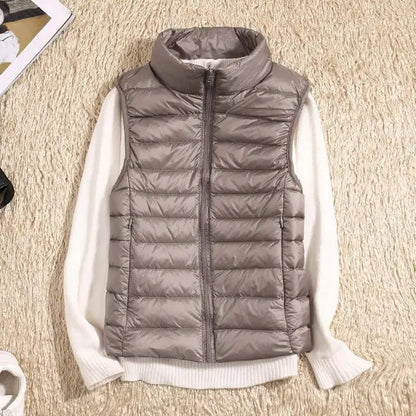 Dames Bodywarmer met Kraag en Slank Design Khaki
