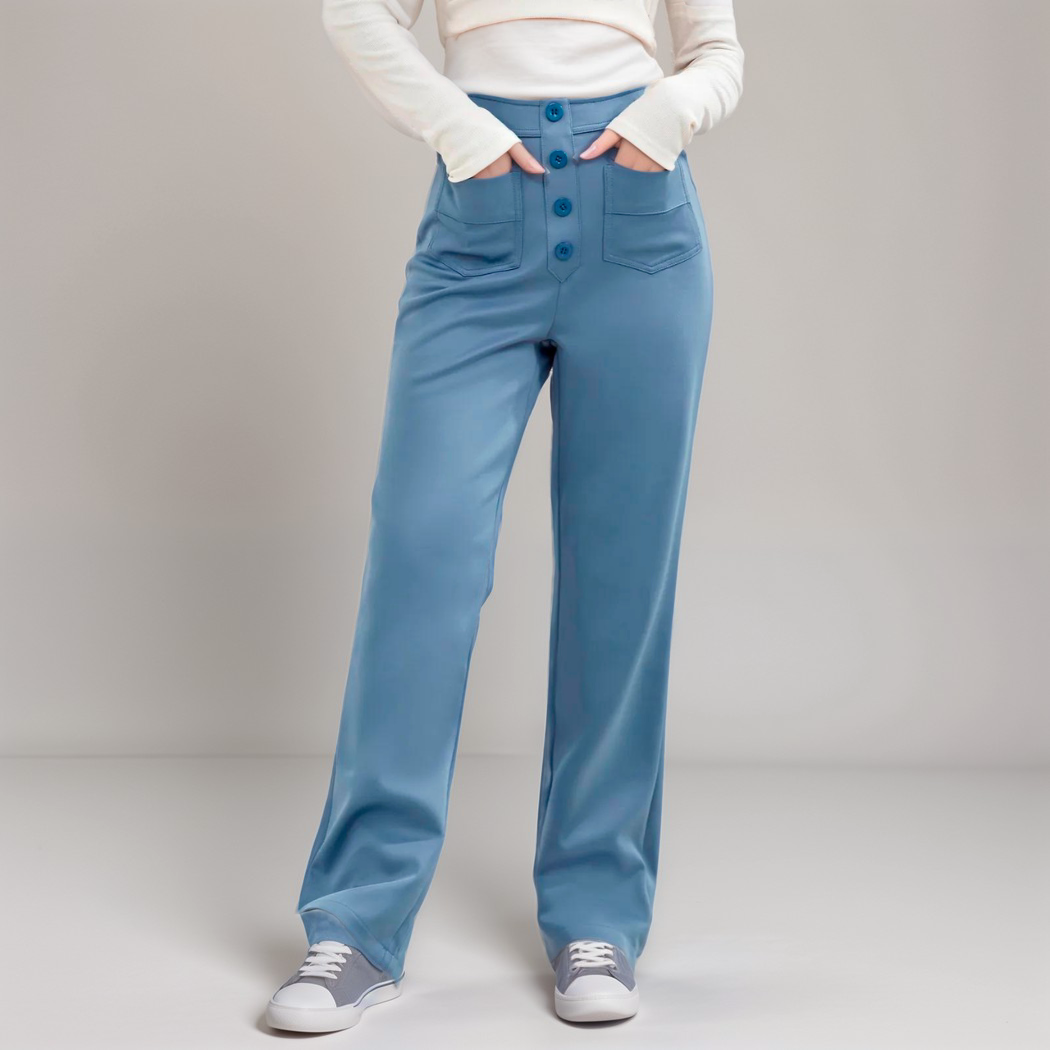 Dames Broek Hoge Taille Blauw