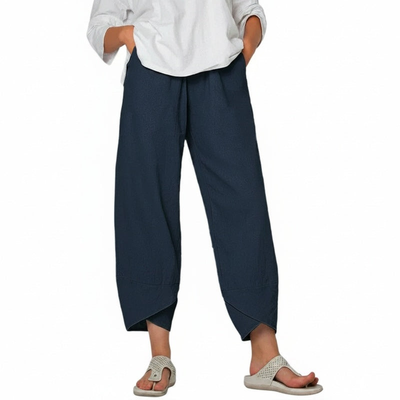 Dames Broek Wijd Model Gekruist Zoomuiteinde en Elastische Taille