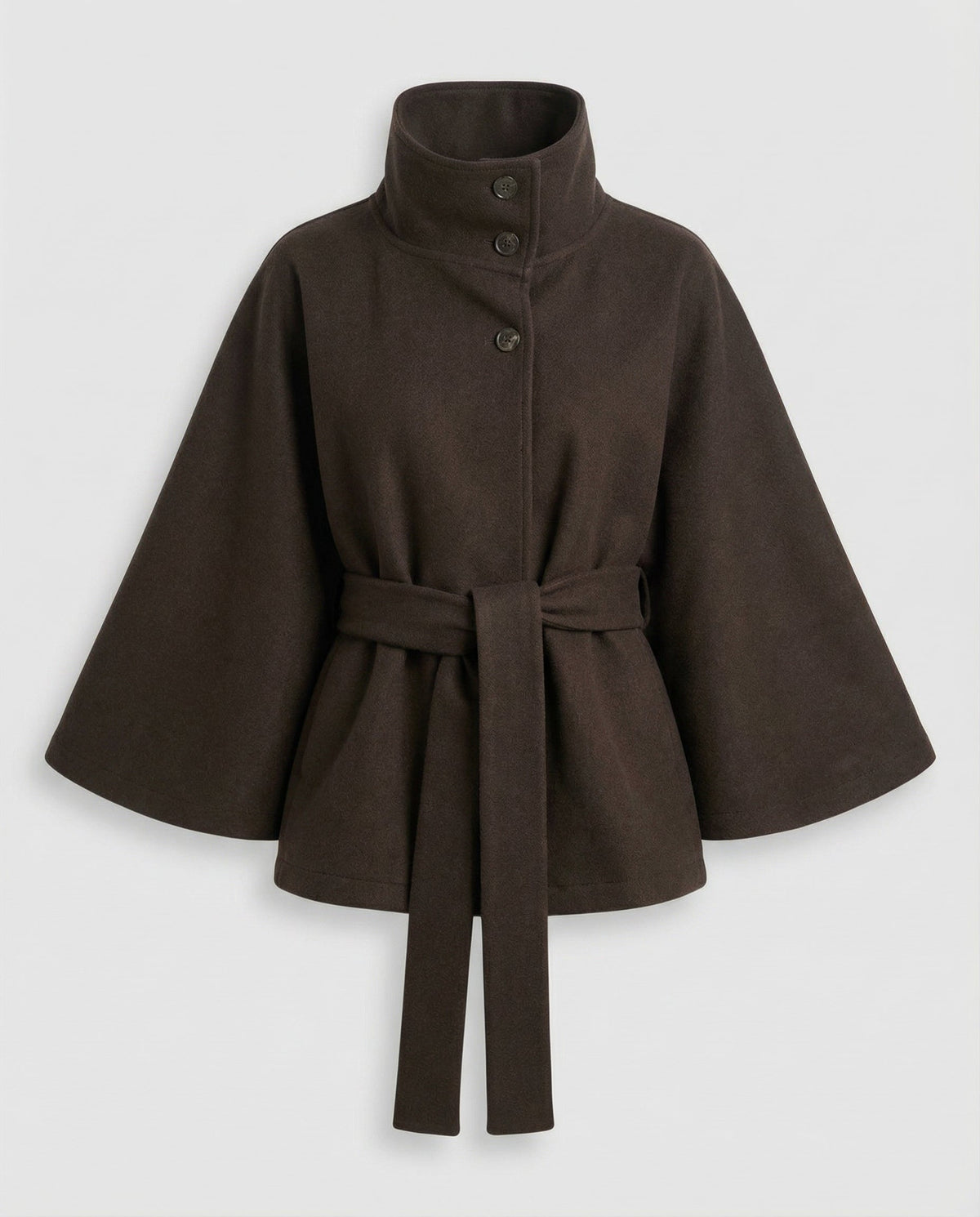 Dames Cape Jacket met Hoge Kraag en Strikceintuur