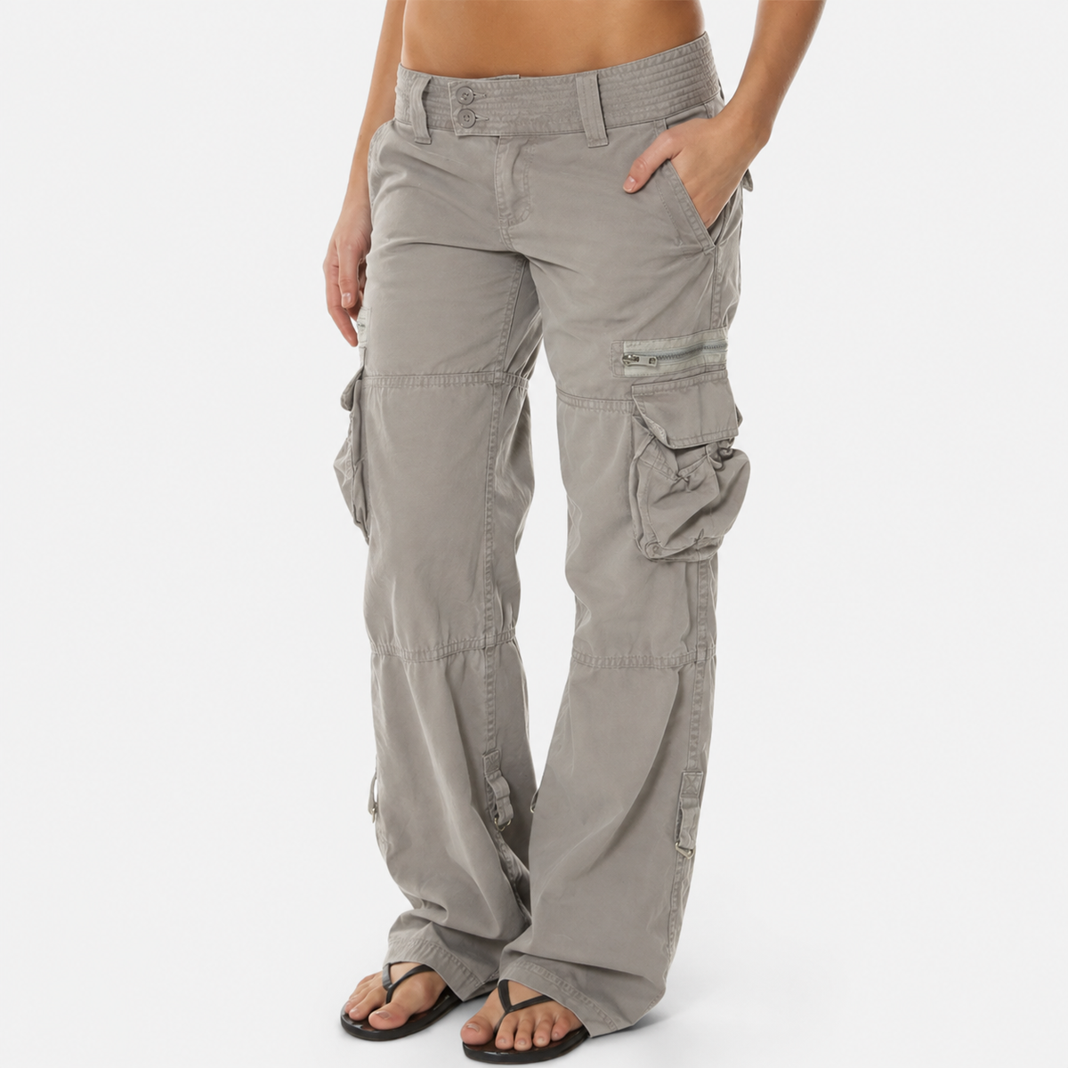 Dames Cargo Broek met Meerdere Zakken en Lage Taille