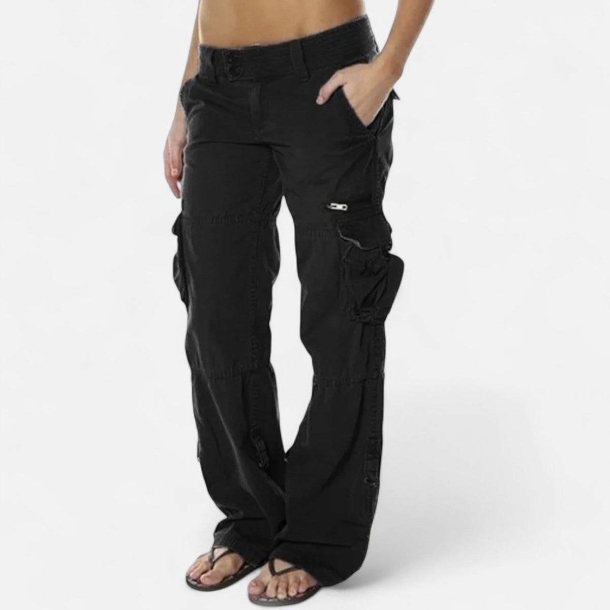 Dames Cargo Broek met Meerdere Zakken en Lage Taille