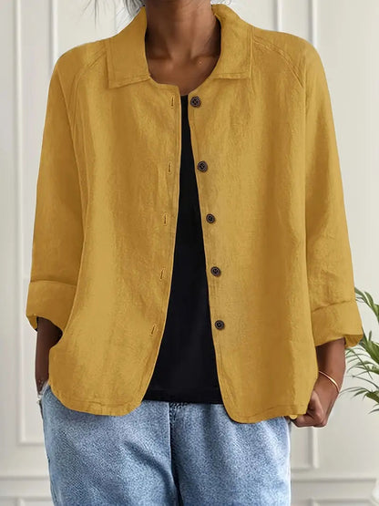 Dames Casual Shirt met Lange Mouwen, Klassieke Kraag en Knoopsluiting