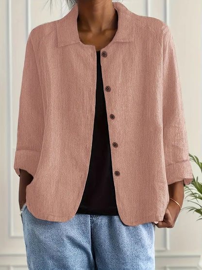 Dames Casual Shirt met Lange Mouwen, Klassieke Kraag en Knoopsluiting