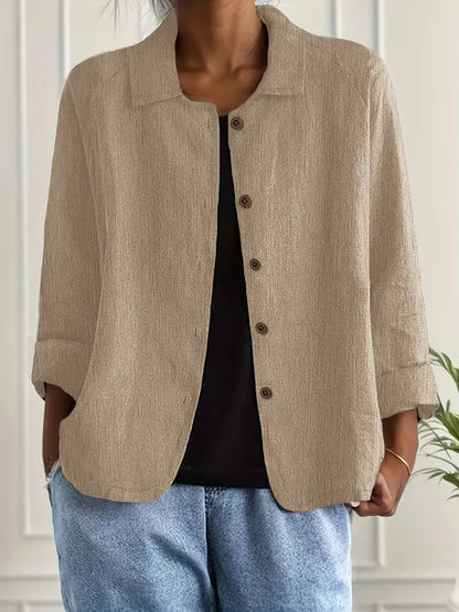Dames Casual Shirt met Lange Mouwen, Klassieke Kraag en Knoopsluiting