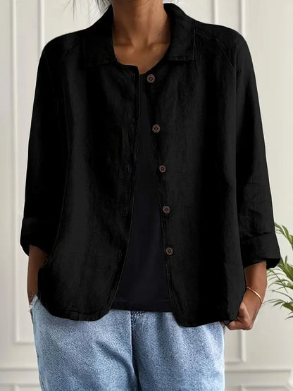 Dames Casual Shirt met Lange Mouwen, Klassieke Kraag en Knoopsluiting