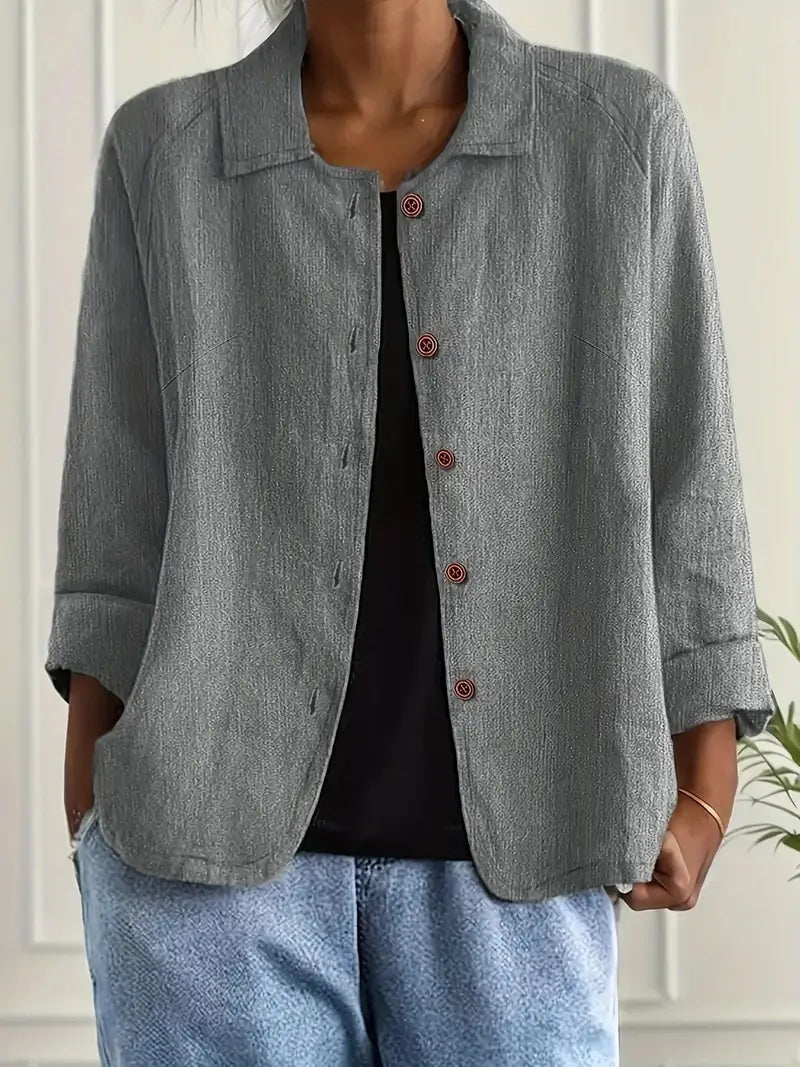 Dames Casual Shirt met Lange Mouwen, Klassieke Kraag en Knoopsluiting