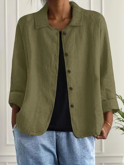 Dames Casual Shirt met Lange Mouwen, Klassieke Kraag en Knoopsluiting