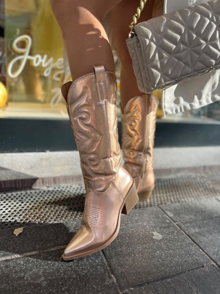 Dames Cowboylaarzen met Metallic Afwerking