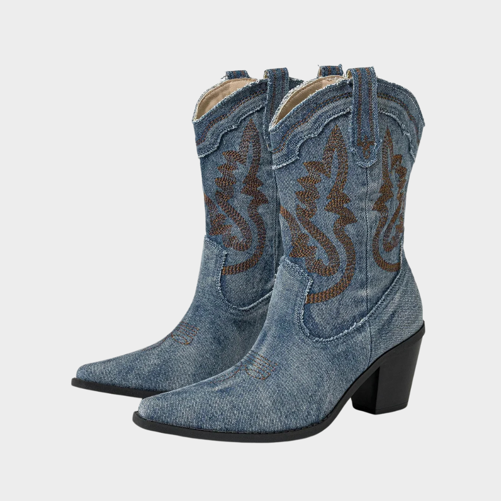 Dames Cowboylaarzen van Denim Donkerblauw