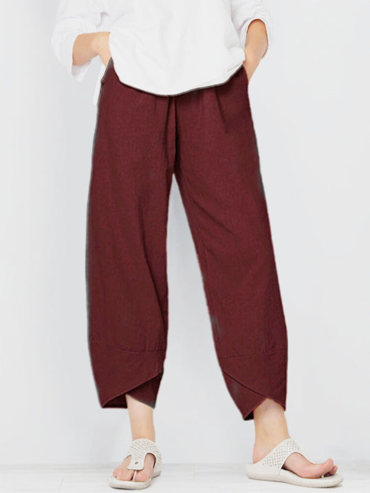 Dames Cropped Broek met Luchtige Pasvorm en Minimalistisch Ontwerp Rood