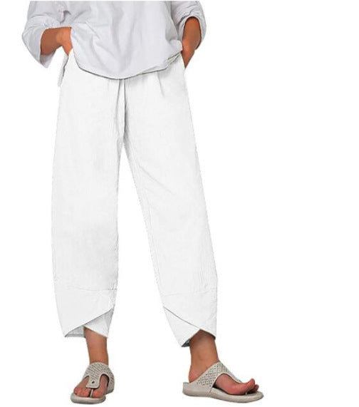 Dames Cropped Broek met Luchtige Pasvorm en Minimalistisch Ontwerp Wit