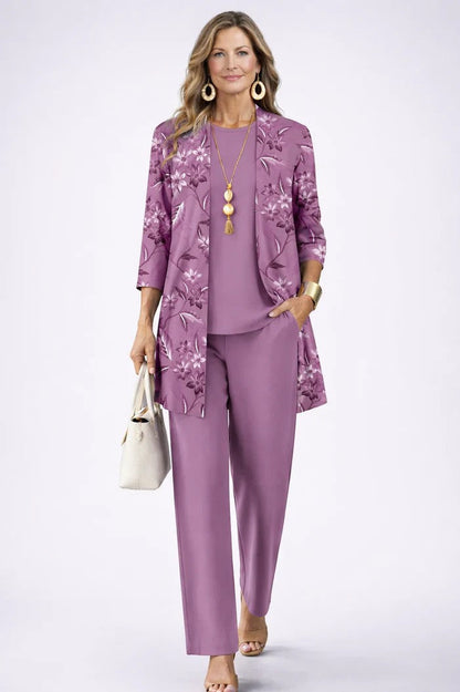 Dames Driedelig Set met Longline Cardigan en Wijde Broek