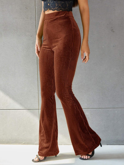 Dames Flared Broek met Ribstructuur en Elegante Pasvorm