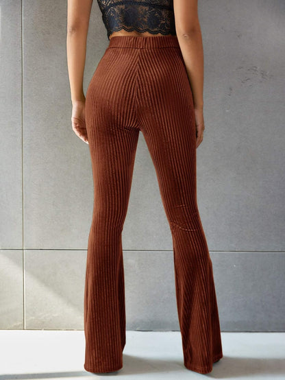 Dames Flared Broek met Ribstructuur en Elegante Pasvorm