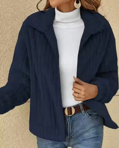 Dames Fleece Vest met Omgeslagen Kraag Marineblauw