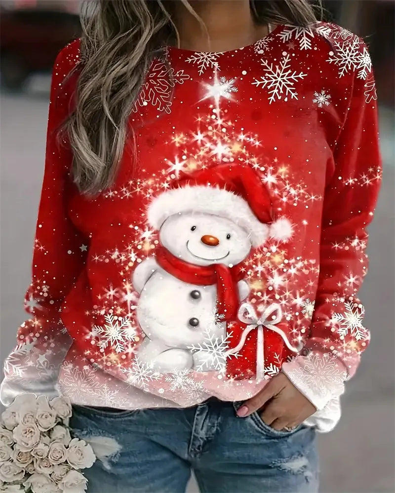 Dames Foute Kersttrui met Print Rood Wit