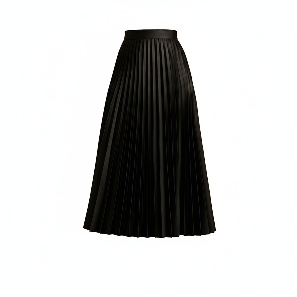 Dames Geplooide Midi Rok met Hoge Taille en A-lijn Silhouet