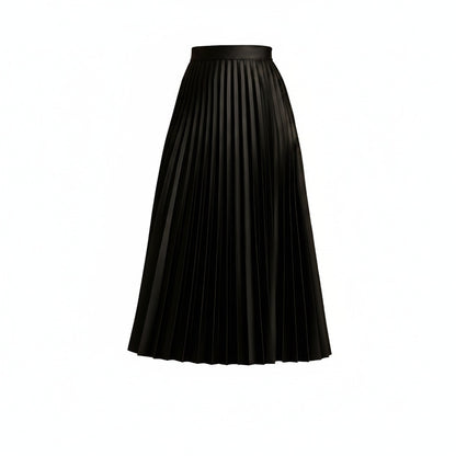 Dames Geplooide Midi Rok met Hoge Taille en A-lijn Silhouet