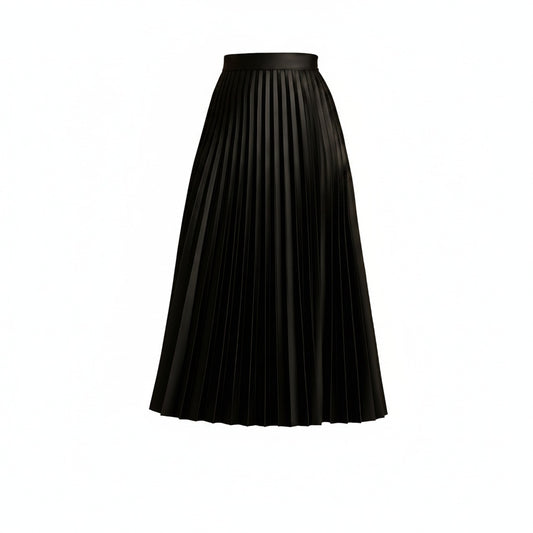 Dames Geplooide Midi Rok met Hoge Taille en A-lijn Silhouet