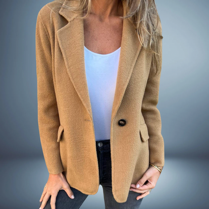 Dames Getailleerde Blazer met Reverskraag Bruin