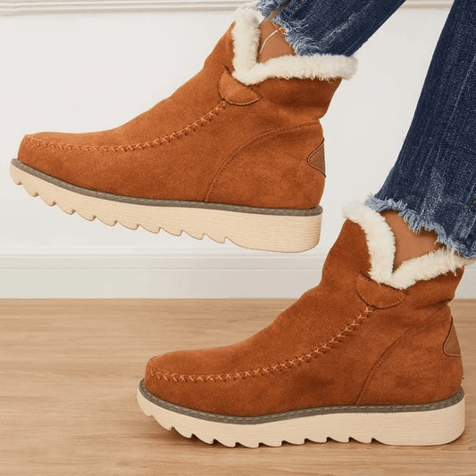 Dames Gevoerde Enkellaarsjes Winter met Bont & Dikke Zool