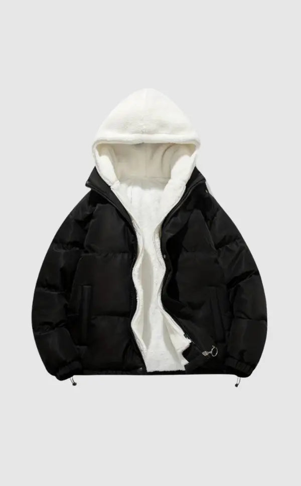 Dames Gewatteerd Puffer Winterjack met Capuchon Zwart
