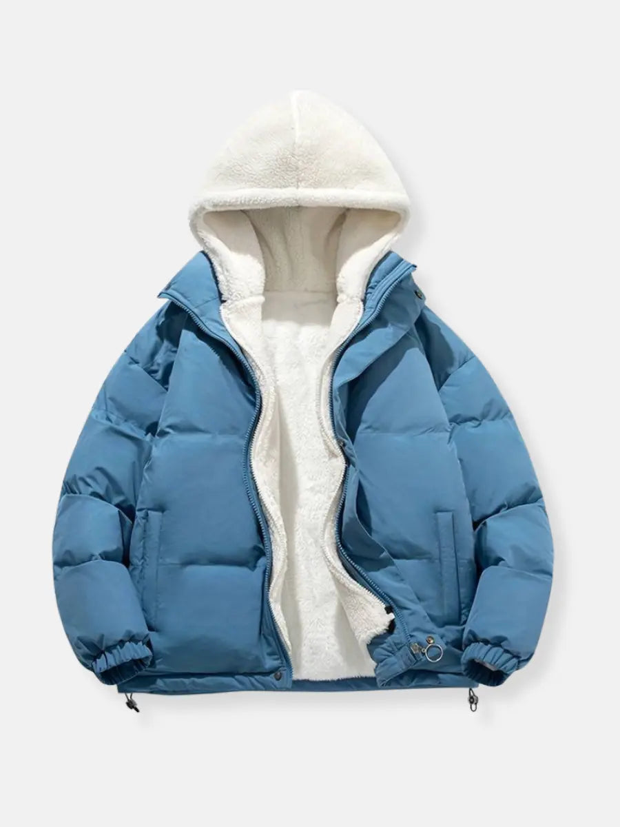 Dames Gewatteerd Puffer Winterjack met Capuchon Blauw