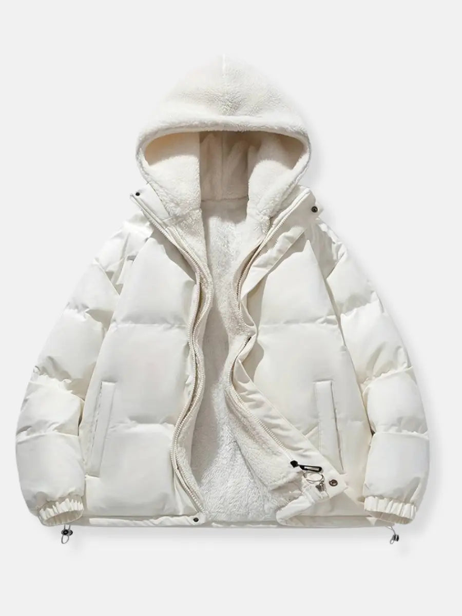 Dames Gewatteerd Puffer Winterjack met Capuchon Wit