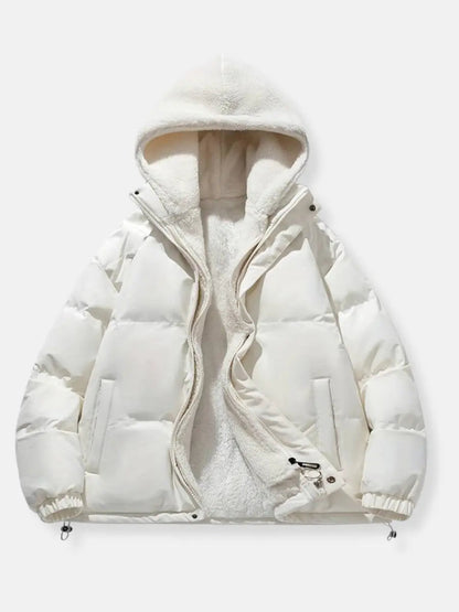 Dames Gewatteerd Puffer Winterjack met Capuchon Wit