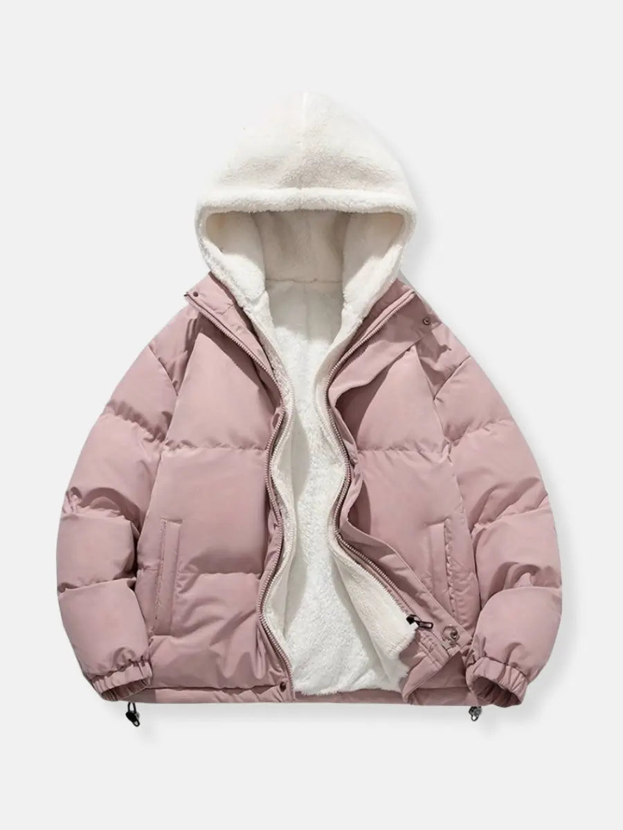 Dames Gewatteerd Puffer Winterjack met Capuchon Roze
