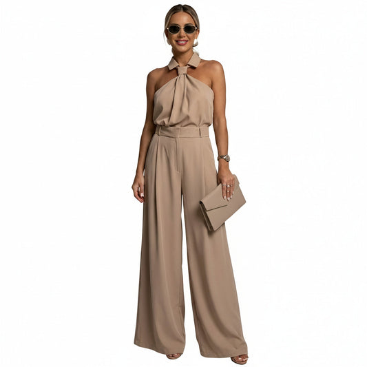 Dames Haltertop met Wijde Pijp Broek – 2-Delige Set