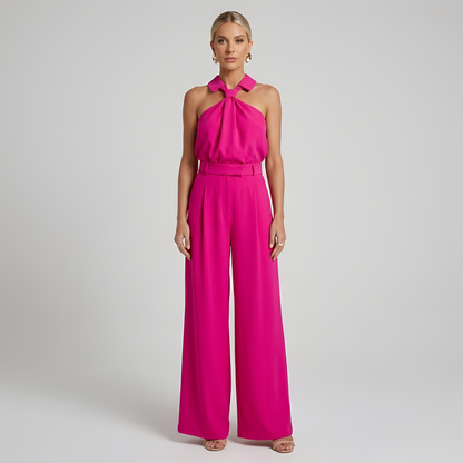 Dames Haltertop met Wijde Pijp Broek – 2-Delige Set Roze